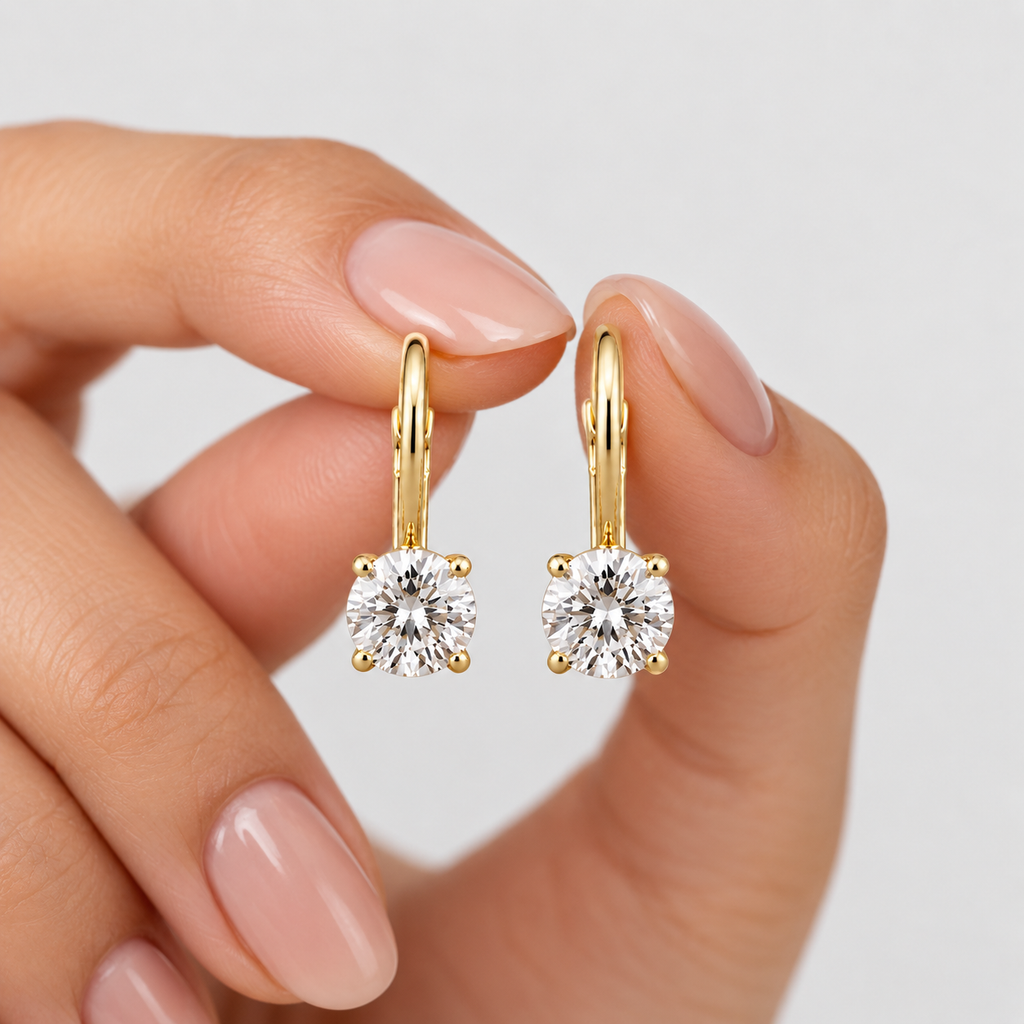 4 Ct. Lab Grown Diamond Round Cut Dangle Earrings (VS-EF)