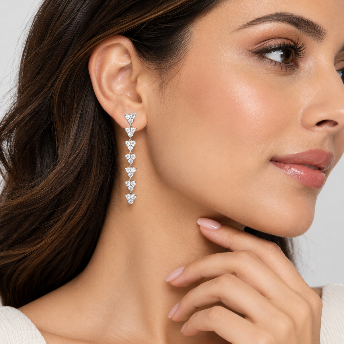 3 Ct. Lab Grown Diamond Round Cut Dangle Earrings (EF/VVS-VS)