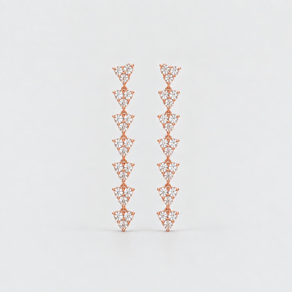 3 Ct. Lab Grown Diamond Round Cut Dangle Earrings (EF/VVS-VS)