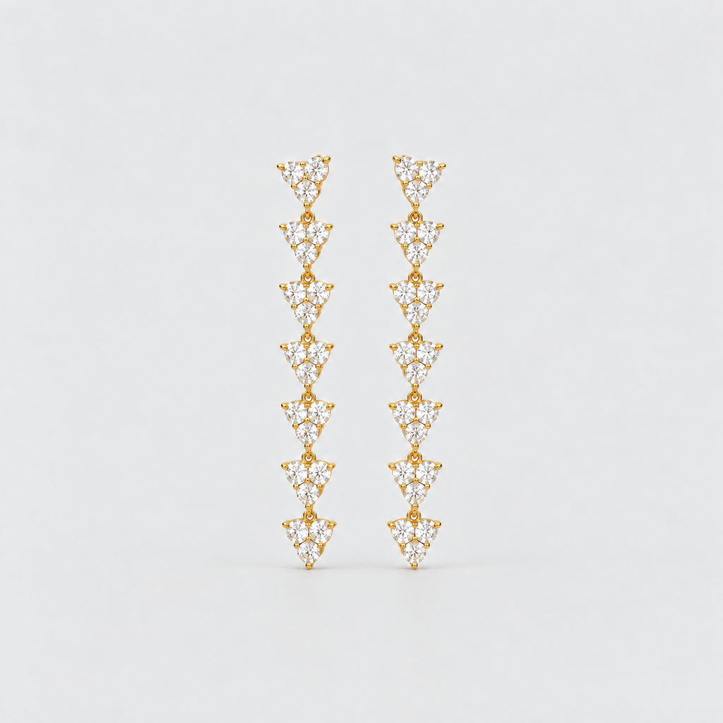 3 Ct. Lab Grown Diamond Round Cut Dangle Earrings (EF/VVS-VS)