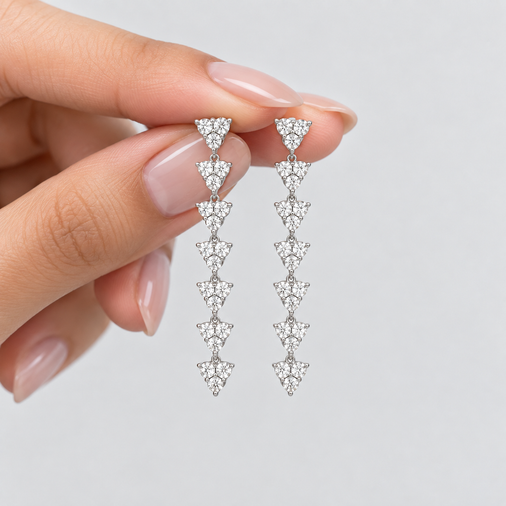 3 Ct. Lab Grown Diamond Round Cut Dangle Earrings (EF/VVS-VS)