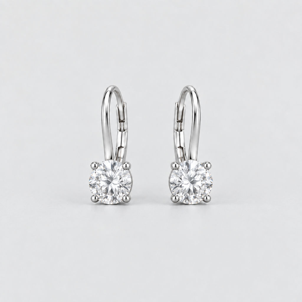 2 Ct. Lab Grown Diamond Dangle Earrings Round Cut (VS-EF)