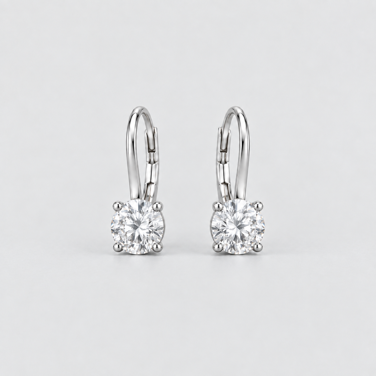 2 Ct. Lab Grown Diamond Dangle Earrings Round Cut (VS-EF)