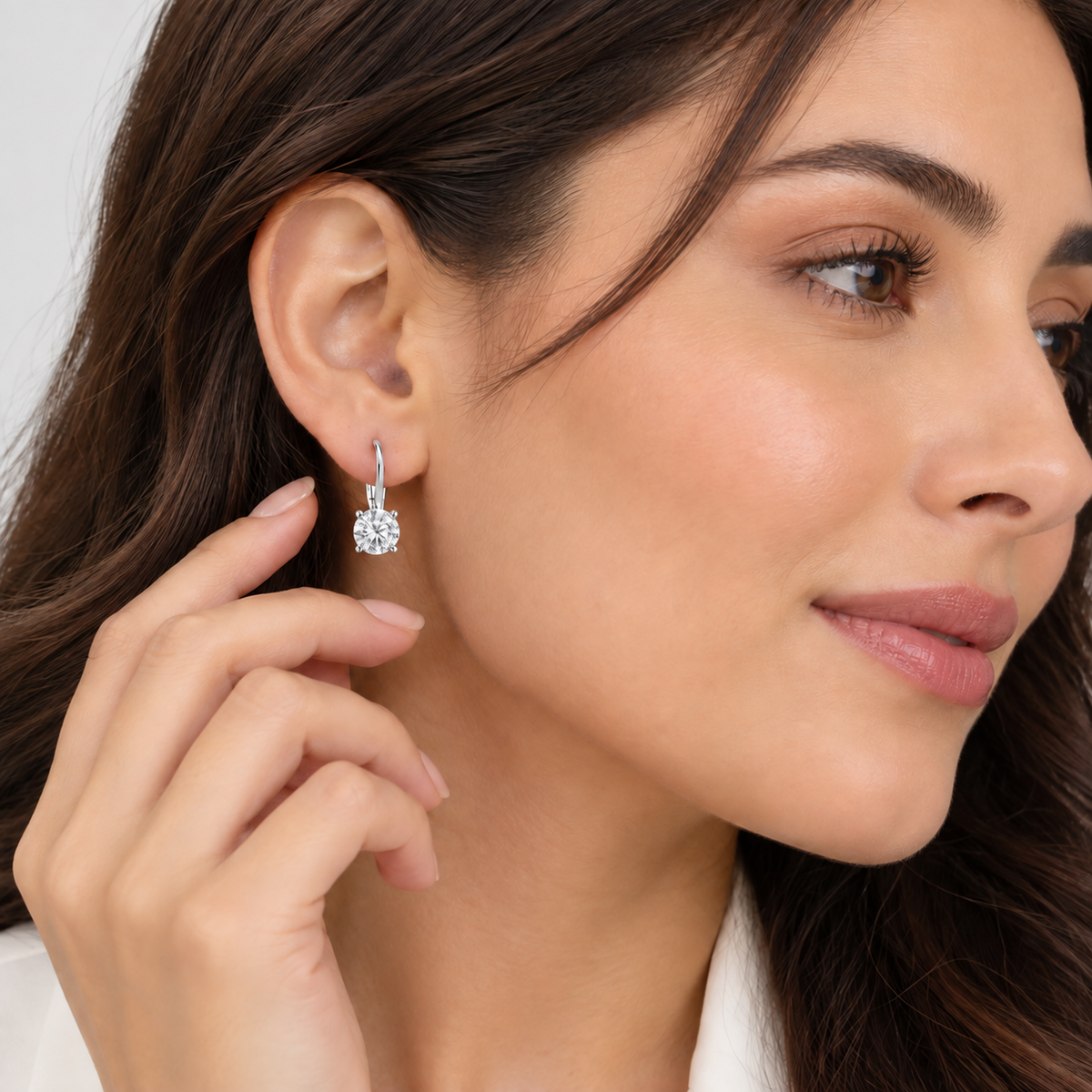 2 Ct. Lab Grown Diamond Dangle Earrings Round Cut (VS-EF)