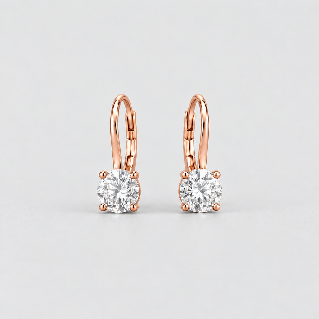 2 Ct. Lab Grown Diamond Dangle Earrings Round Cut (VS-EF)