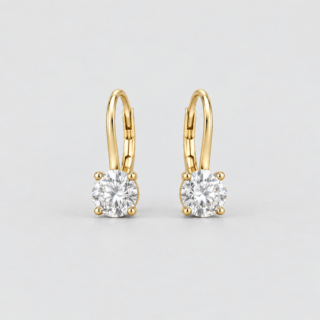 2 Ct. Lab Grown Diamond Dangle Earrings Round Cut (VS-EF)
