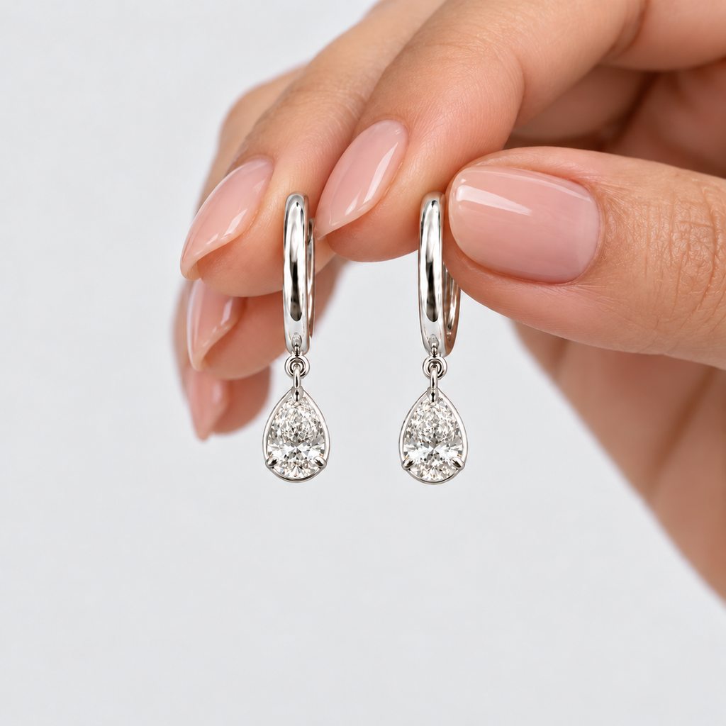 1.5 Ct. Lab Grown Diamond Pear Cut Dangle Earrings (EF/VVS-VS)