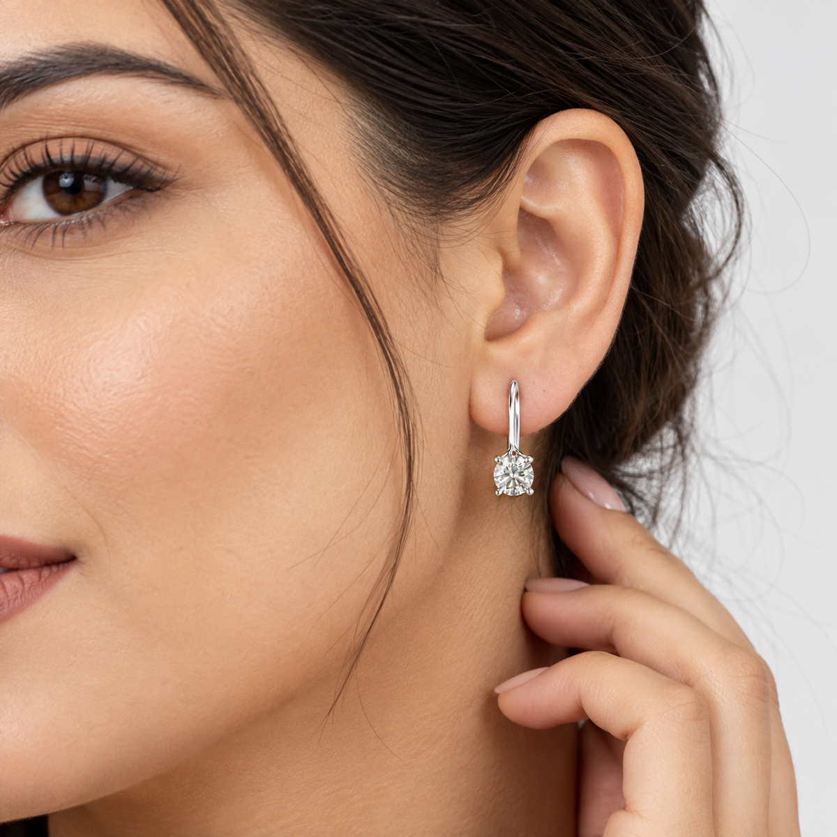 1 Ct. Lab Grown Diamond Round Dangle Earrings (EF/VVS-VS)