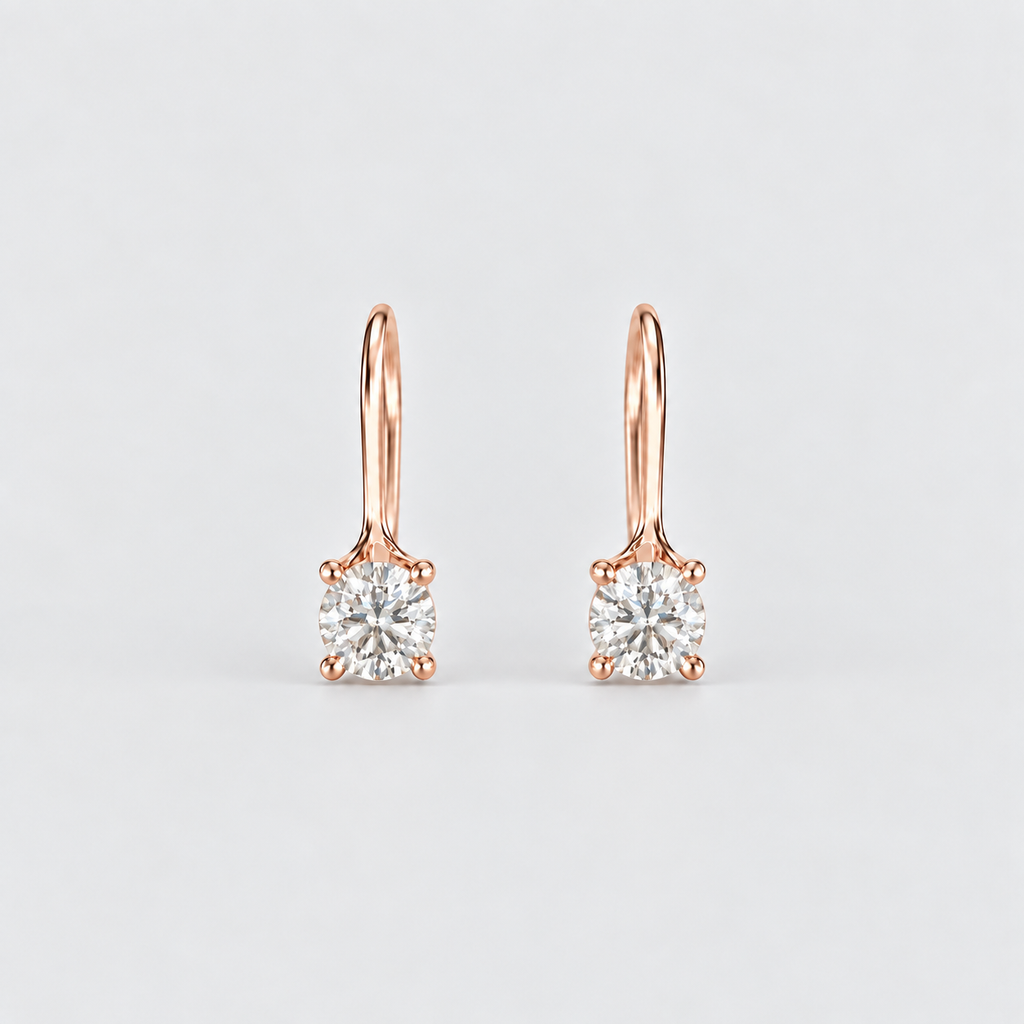 1 Ct. Lab Grown Diamond Round Dangle Earrings (EF/VVS-VS)