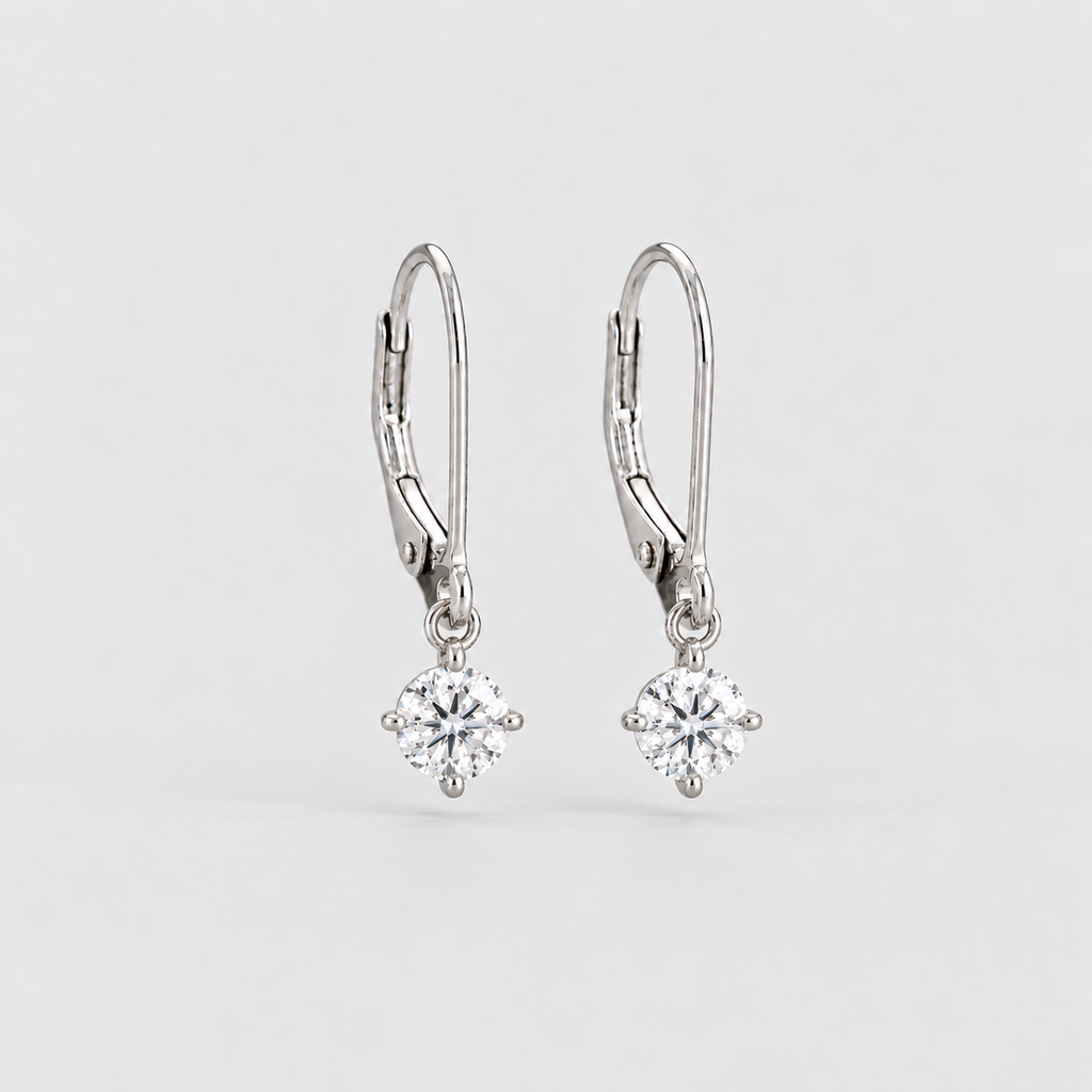 1 Ct. Lab Grown Diamond Dangle Earrings Round Cut (EF/VVS-VS)