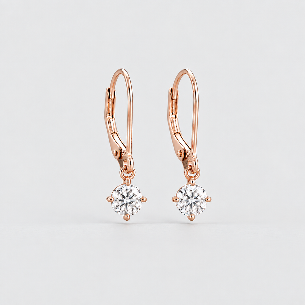 1 Ct. Lab Grown Diamond Dangle Earrings Round Cut (EF/VVS-VS)