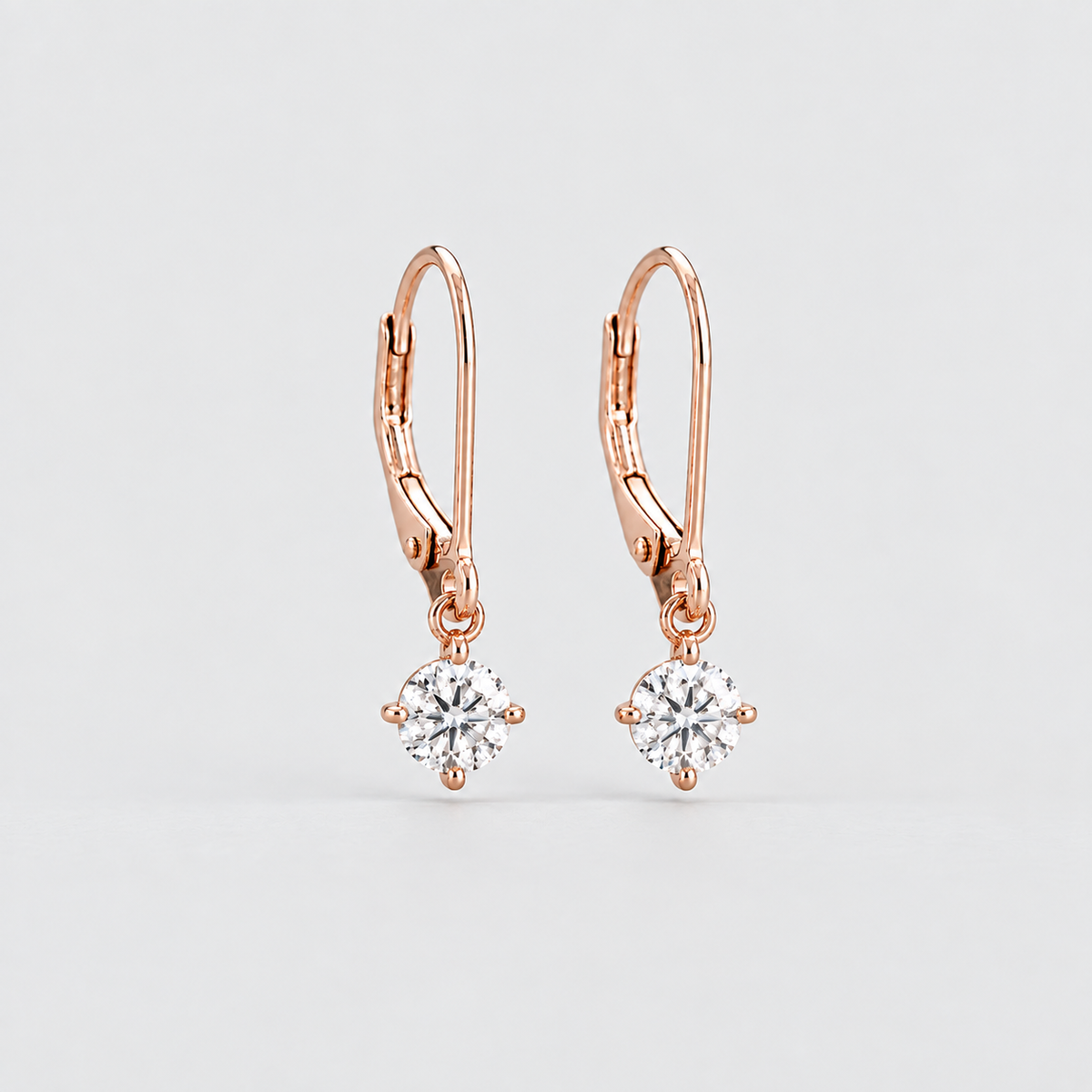 1 Ct. Lab Grown Diamond Dangle Earrings Round Cut (EF/VVS-VS)