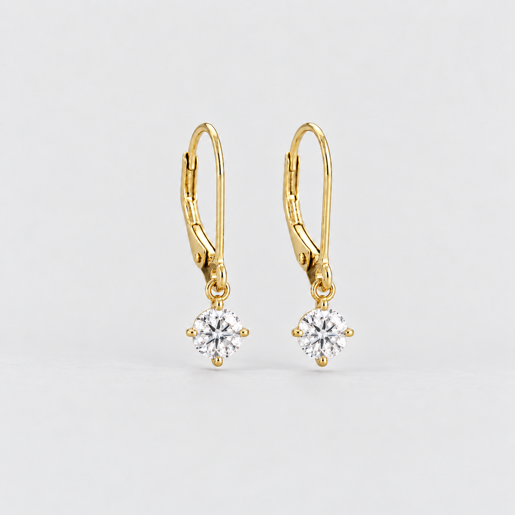 1 Ct. Lab Grown Diamond Dangle Earrings Round Cut (EF/VVS-VS)