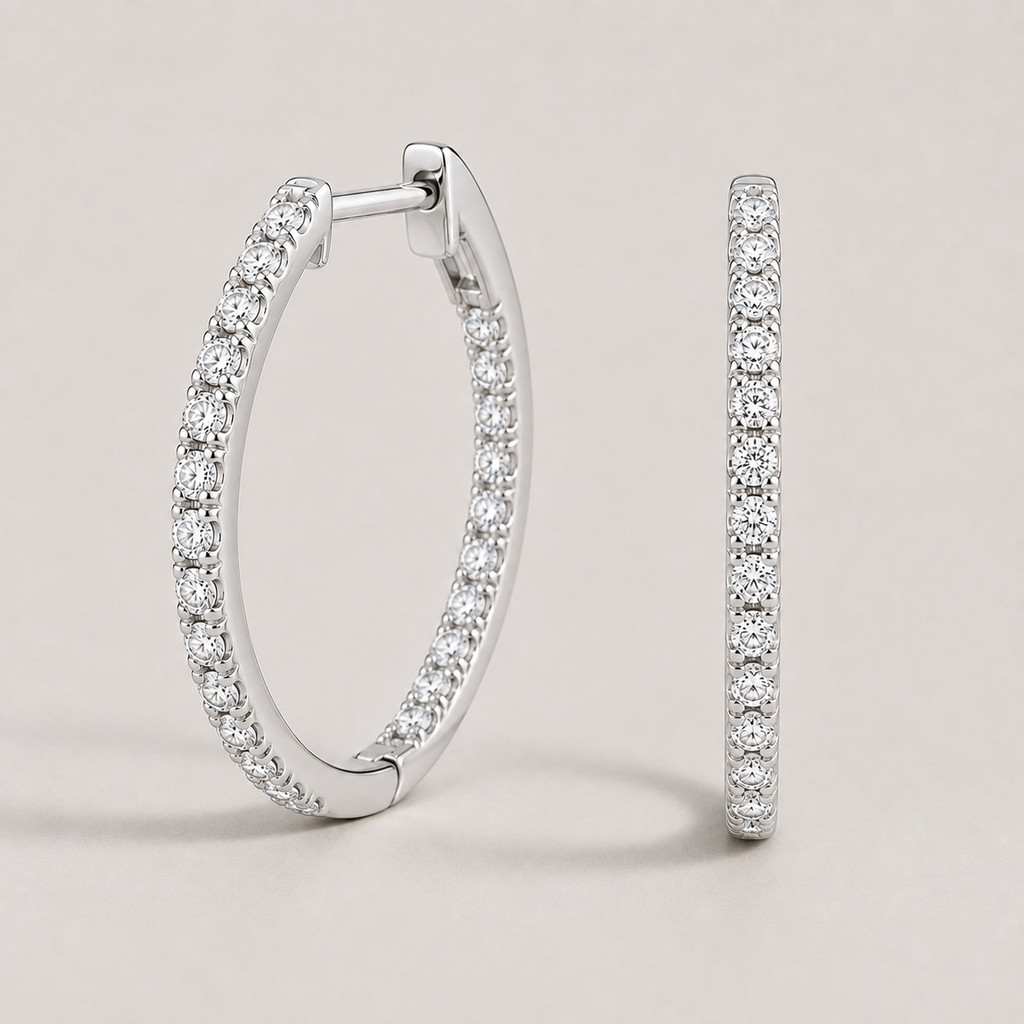 Round Cut Lab Grown Diamond 0.50 Ct. Hoop Earrings (VS-EF)