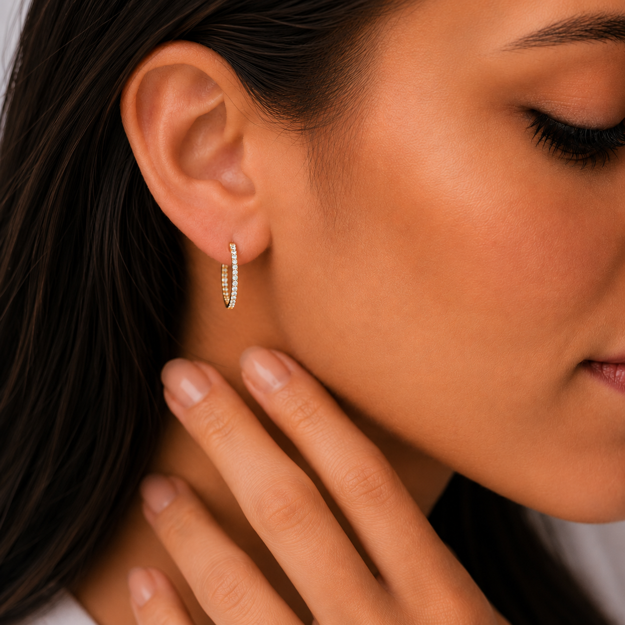 Round Cut Lab Grown Diamond 0.50 Ct. Hoop Earrings (VS-EF)