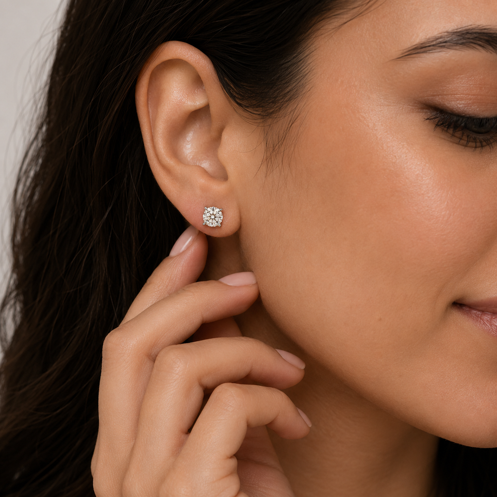 3 Ct. Round Cut Lab Grown Diamond Stud Earrings (VS-EF)