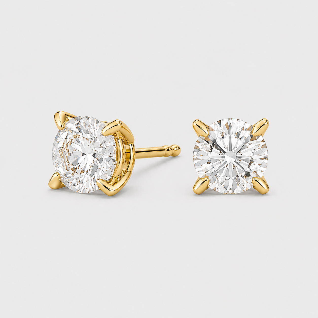 3 Ct. Round Cut Lab Grown Diamond Stud Earrings (VS-EF)