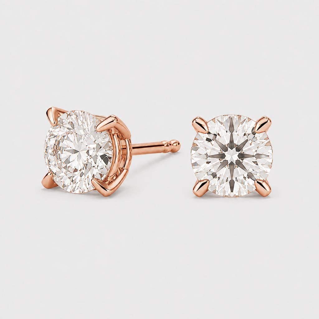 3 Ct. Round Cut Lab Grown Diamond Stud Earrings (VS-EF)