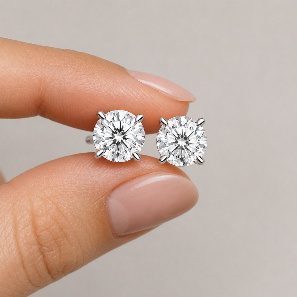 3 Ct. Round Cut Lab Grown Diamond Stud Earrings (VS-EF)
