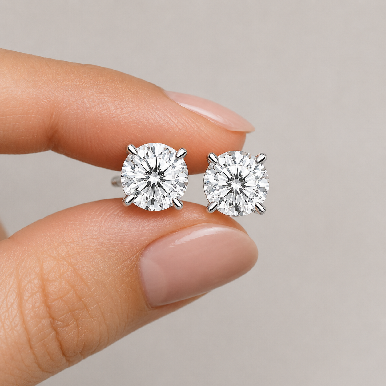 3 Ct. Round Cut Lab Grown Diamond Stud Earrings (VS-EF)