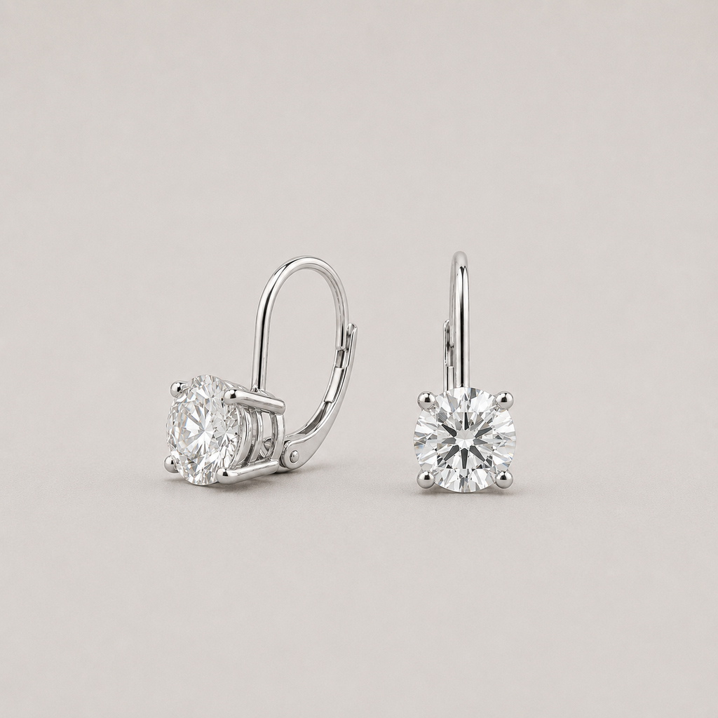 1 Ct. Round Cut Lab Grown Diamond Dangle Earrings (VS-EF)