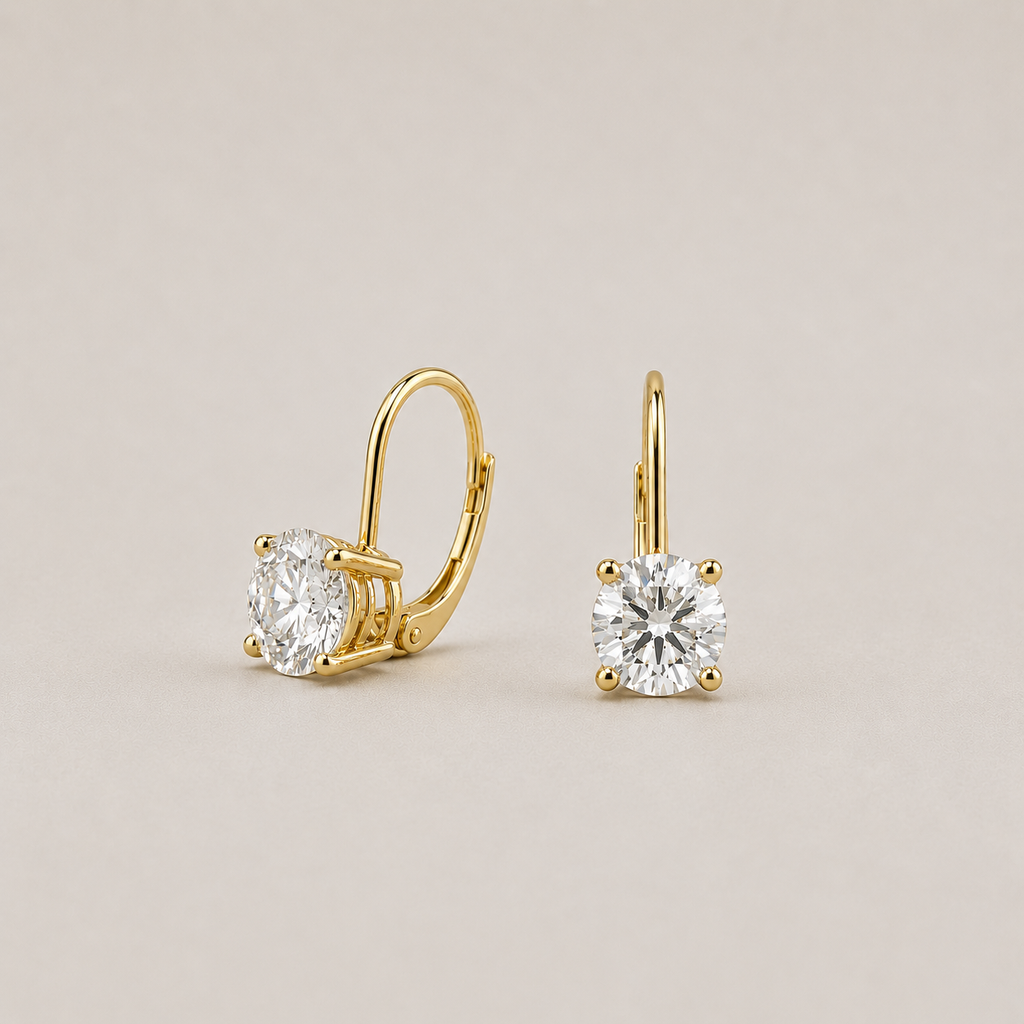 1 Ct. Round Cut Lab Grown Diamond Dangle Earrings (VS-EF)