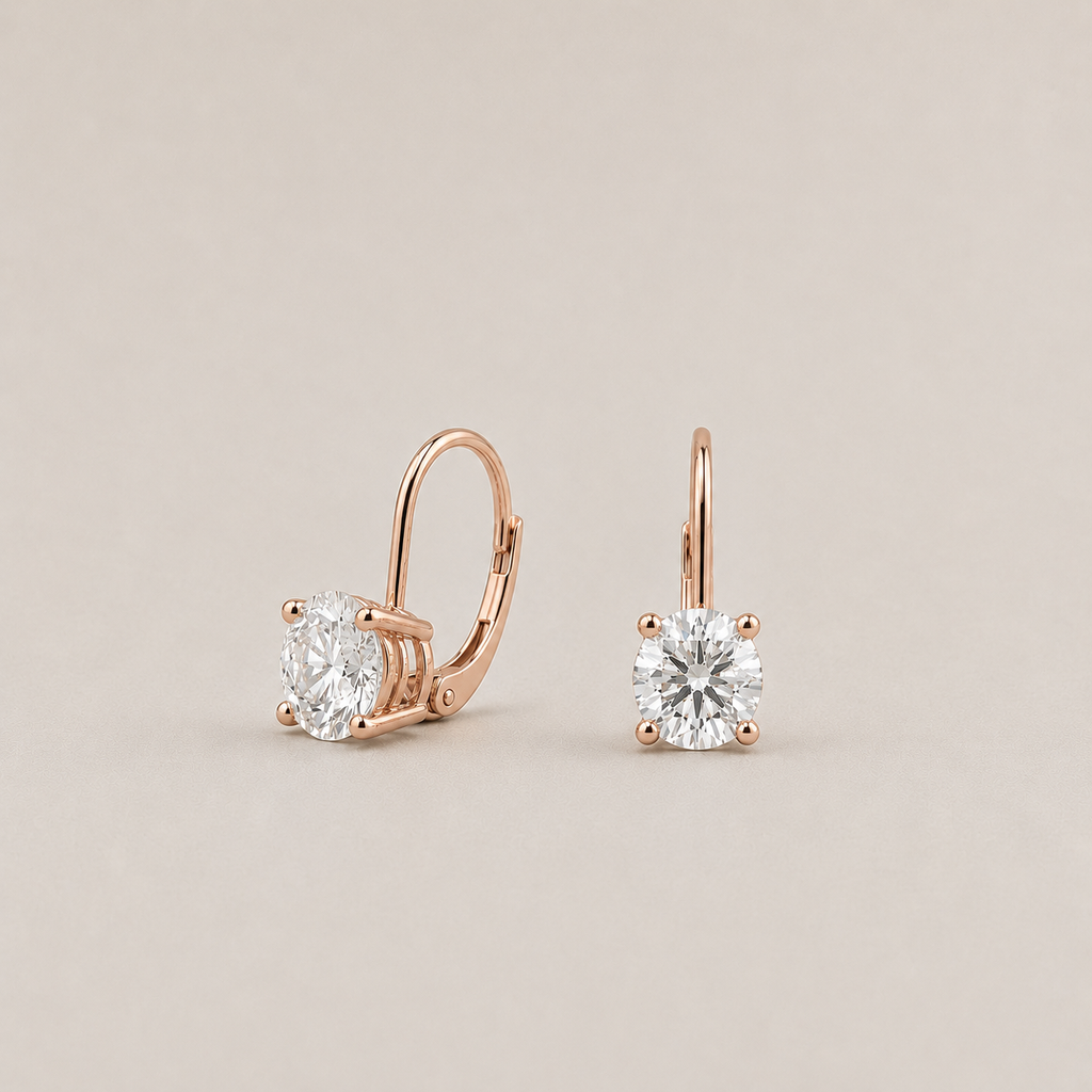1 Ct. Round Cut Lab Grown Diamond Dangle Earrings (VS-EF)