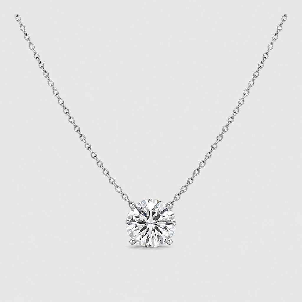1 Ct. Lab Grown Diamond Round Cut 4 Prong Solitaire Pendant (VS-EF)