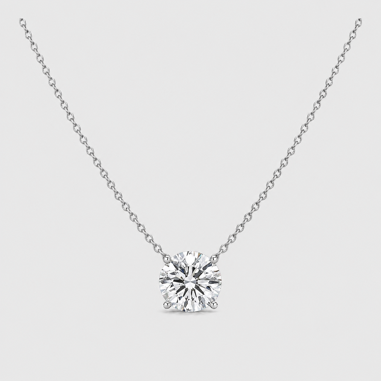 1 Ct. Lab Grown Diamond Round Cut 4 Prong Solitaire Pendant (VS-EF)