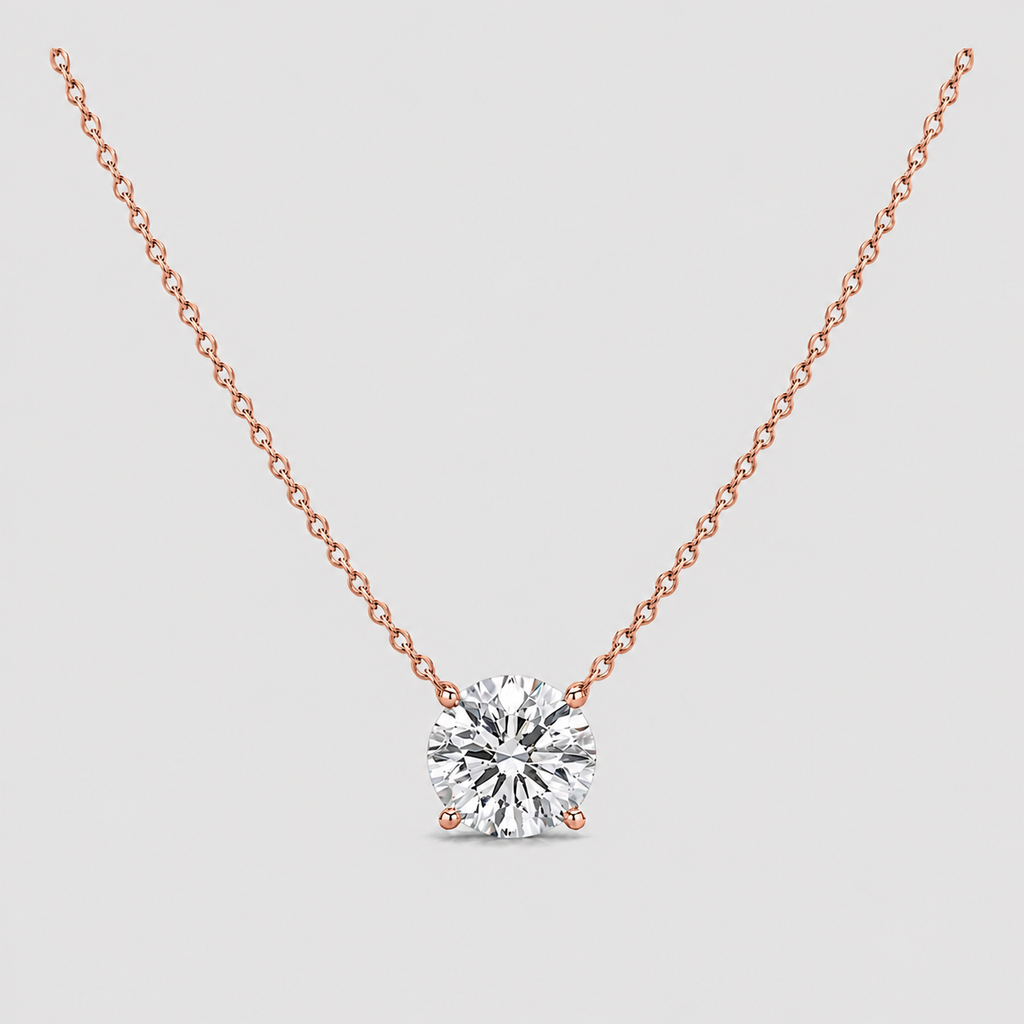 1 Ct. Lab Grown Diamond Round Cut 4 Prong Solitaire Pendant (VS-EF)