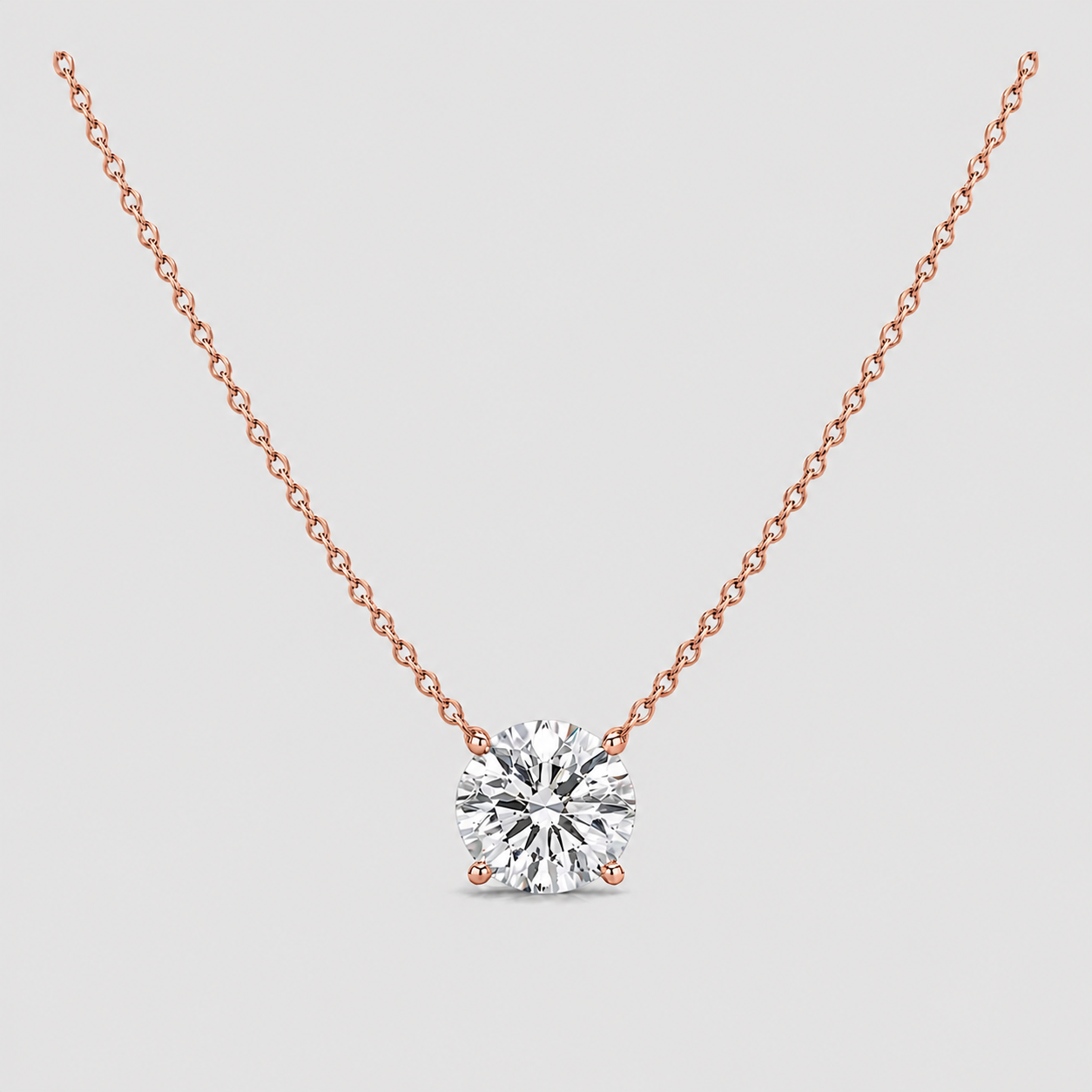 1 Ct. Lab Grown Diamond Round Cut 4 Prong Solitaire Pendant (VS-EF)