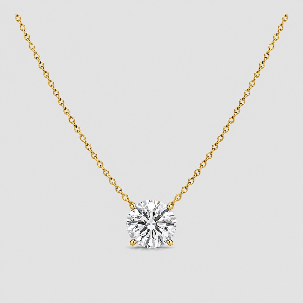 1 Ct. Lab Grown Diamond Round Cut 4 Prong Solitaire Pendant (VS-EF)