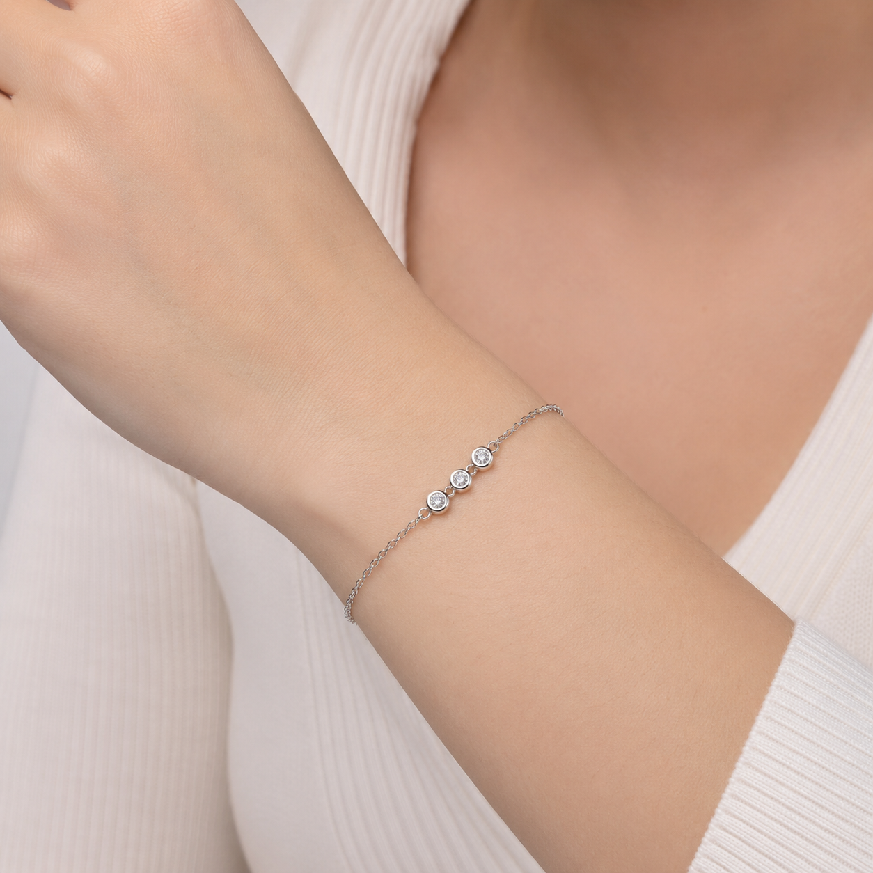 Lab Grown Diamond Station Bracelet 0.12 Ct. (EF-VS)
