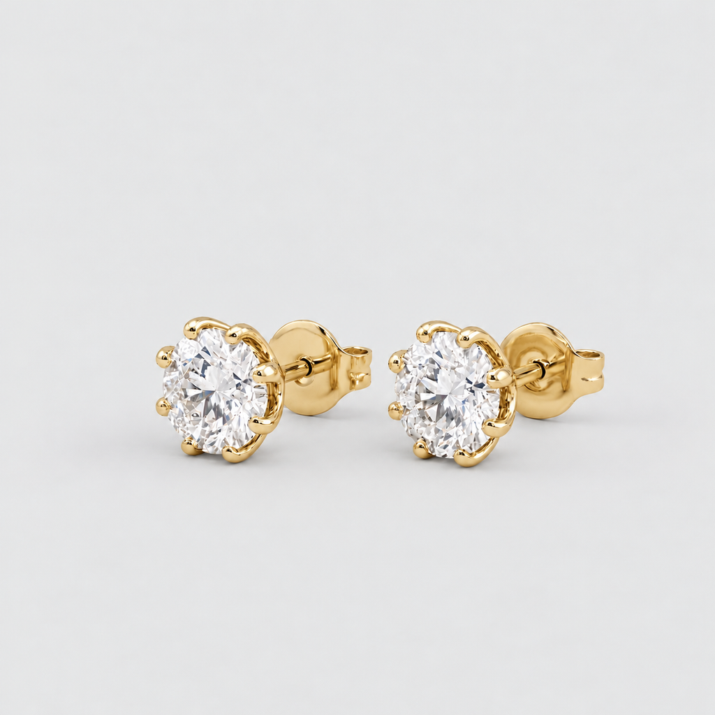 2 Ct. Lab Grown Diamond Round Cut Solitaire Stud Earrings (VS-EF)
