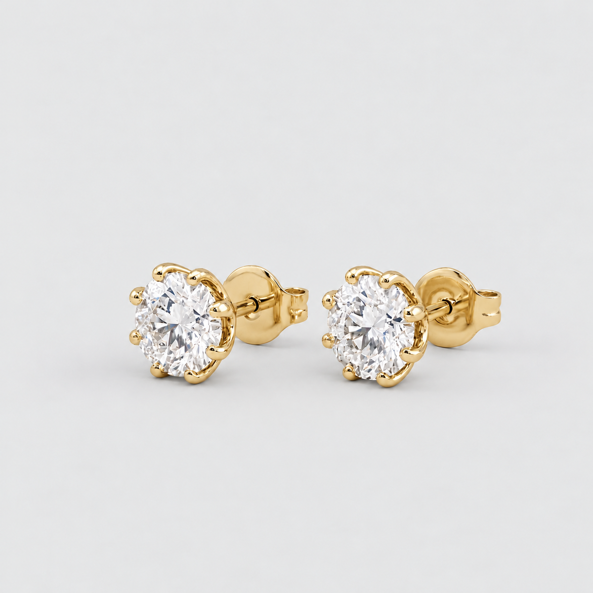 2 Ct. Lab Grown Diamond Round Cut Solitaire Stud Earrings (VS-EF)