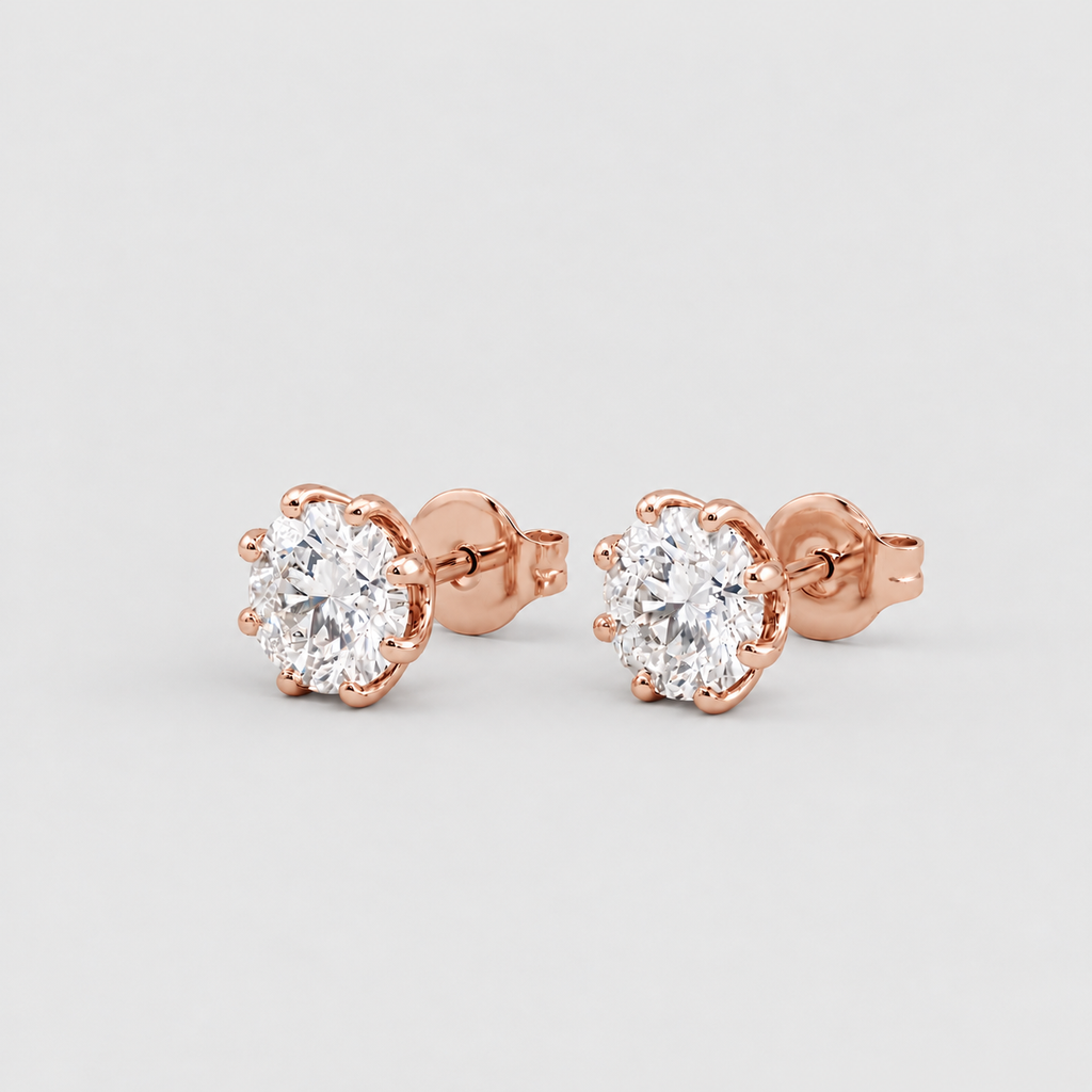 2 Ct. Lab Grown Diamond Round Cut Solitaire Stud Earrings (VS-EF)