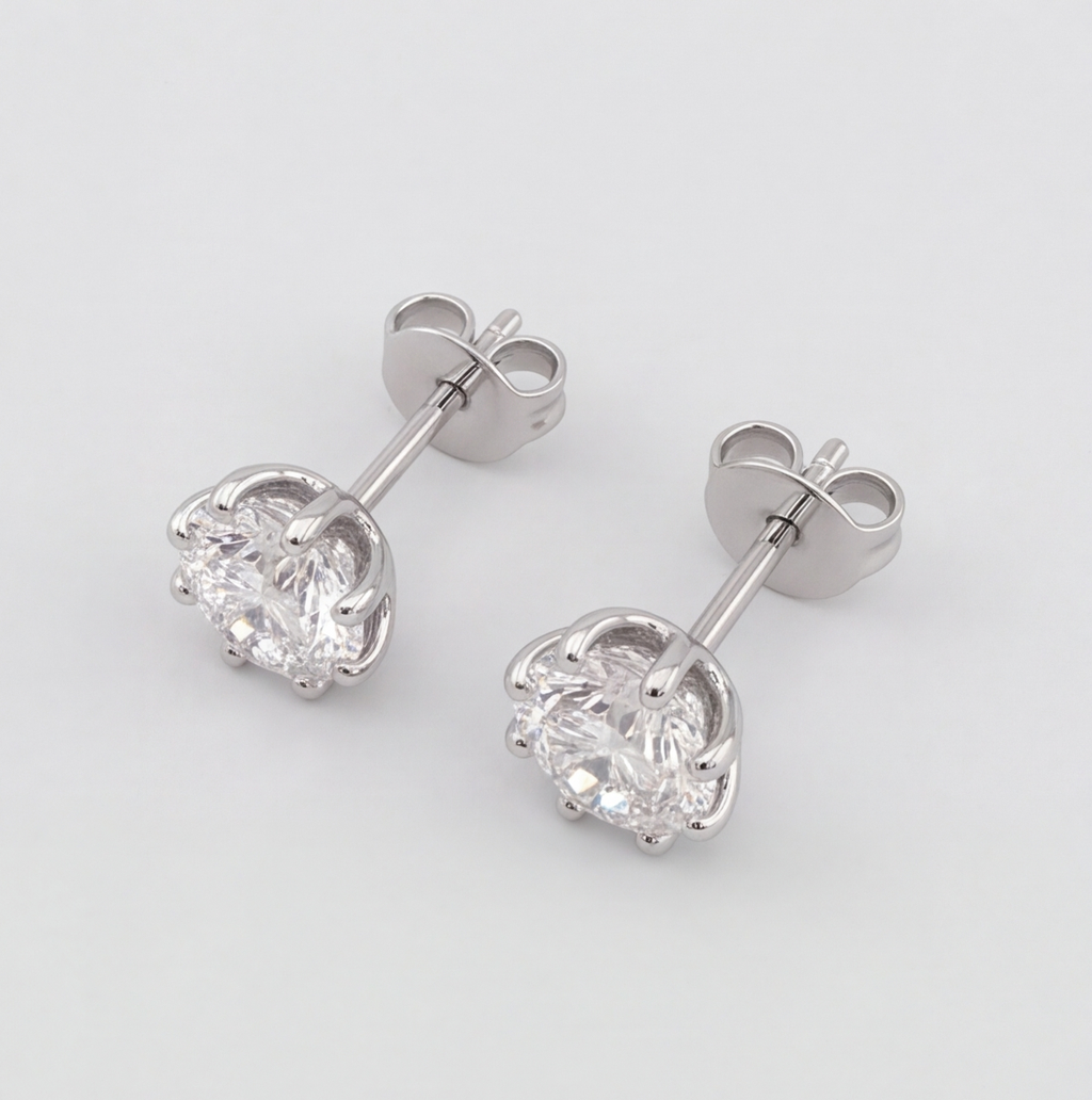 2 Ct. Lab Grown Diamond Round Cut Solitaire Stud Earrings (VS-EF)