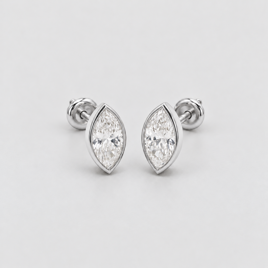 2.03 Ct. Lab Grown Diamond Marquise Cut Stud Earrings (VS-EF)