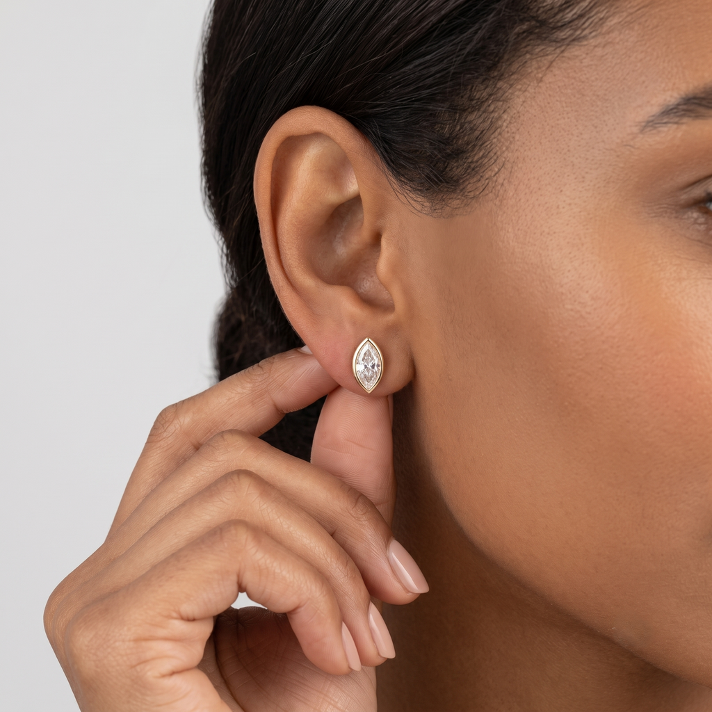 2.03 Ct. Lab Grown Diamond Marquise Cut Stud Earrings (VS-EF)