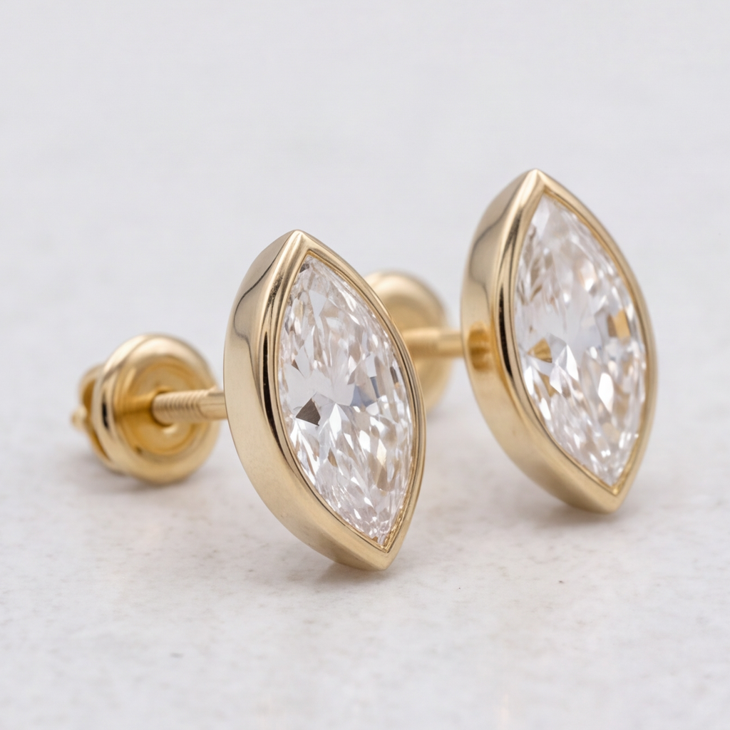 2.03 Ct. Lab Grown Diamond Marquise Cut Stud Earrings (VS-EF)