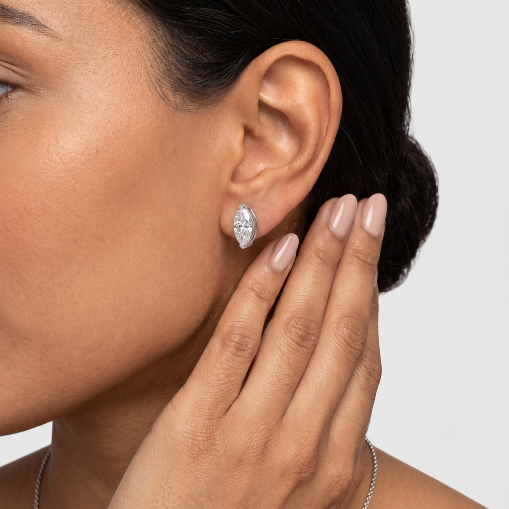 2 Ct. Lab Grown Diamond Marquise Cut Stud Earrings (VS-EF)