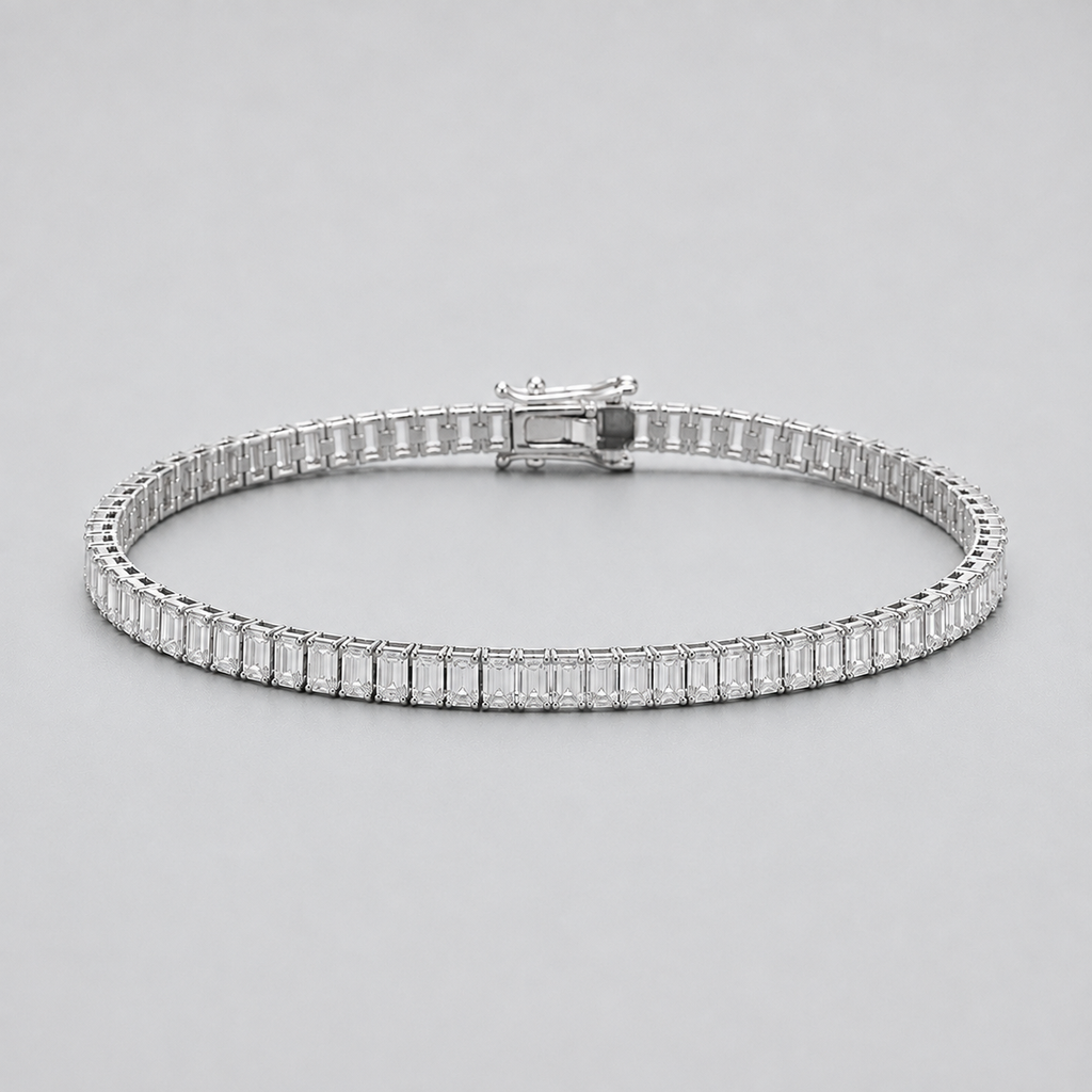 7 Ct. Emerald Cut Lab Grown Diamond Tennis Bracelet (EF-VS SI)