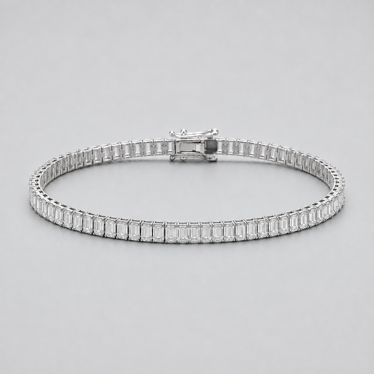 7 Ct. Emerald Cut Lab Grown Diamond Tennis Bracelet (EF-VS SI)