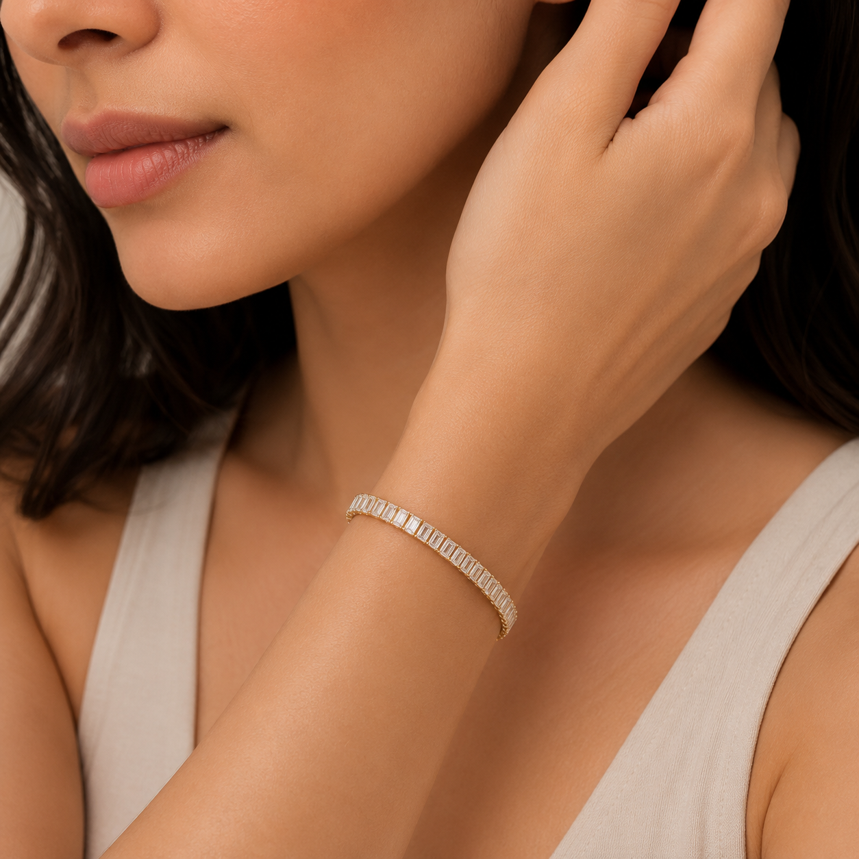 7 Ct. Emerald Cut Lab Grown Diamond Tennis Bracelet (EF-VS SI)