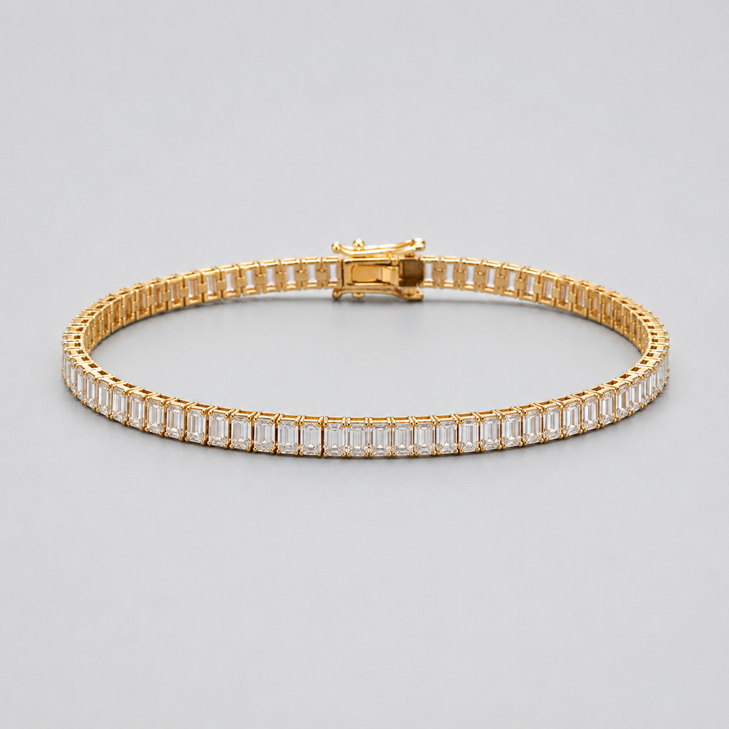 7 Ct. Emerald Cut Lab Grown Diamond Tennis Bracelet (EF-VS SI)