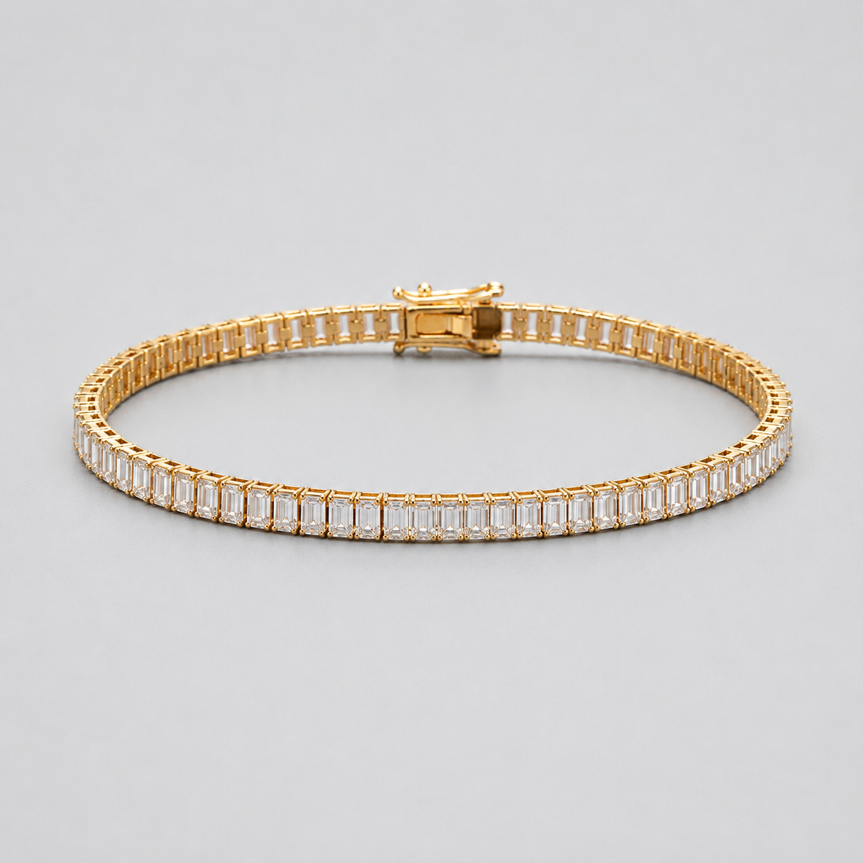 7 Ct. Emerald Cut Lab Grown Diamond Tennis Bracelet (EF-VS SI)