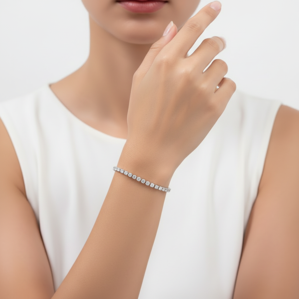 3.80 Ct. Lab-Grown Diamond Round-Cut Tennis Bracelet (VS-EF)