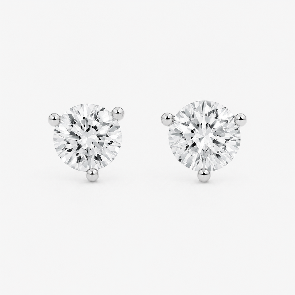 2 Ct. Lab Grown Diamond Round Cut Stud Earrings (VS-EF)