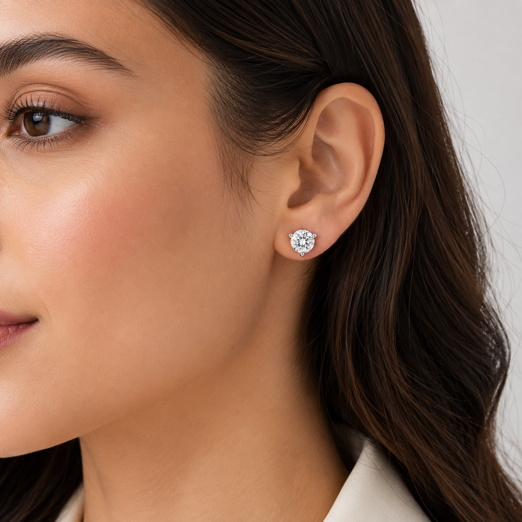 2 Ct. Lab Grown Diamond Round Cut Stud Earrings (VS-EF)