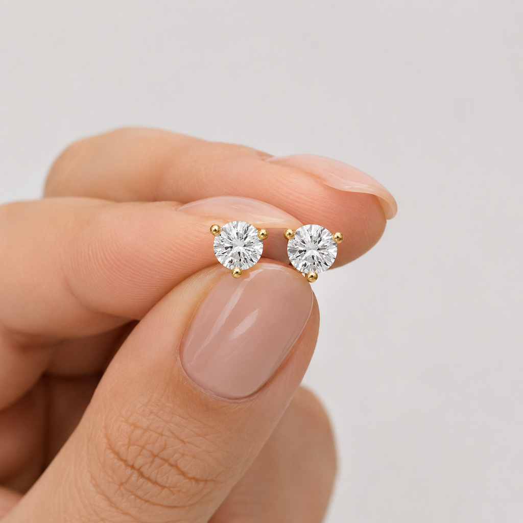 2 Ct. Lab Grown Diamond Round Cut Stud Earrings (VS-EF)